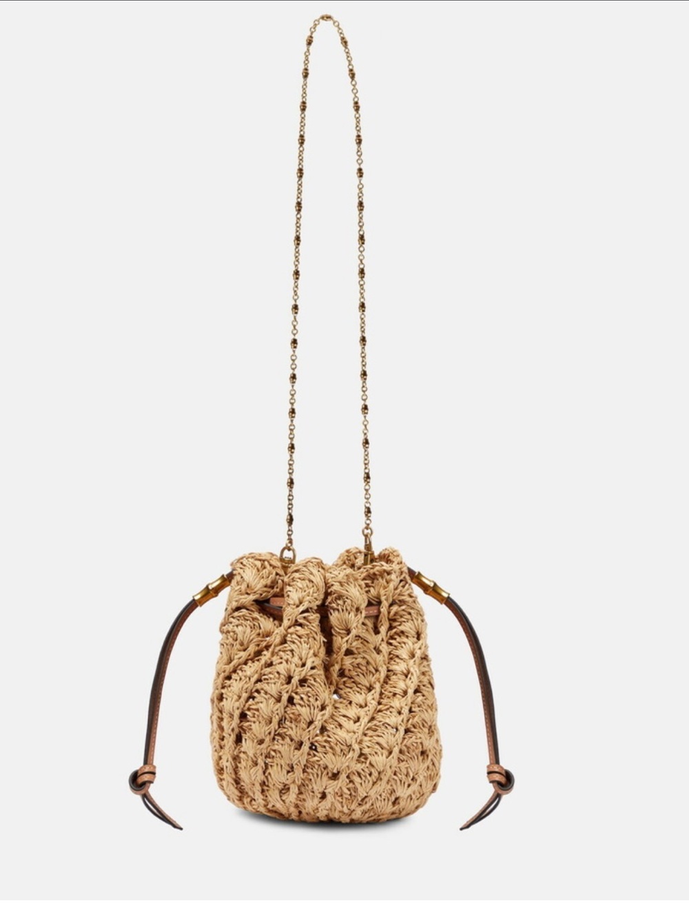 Zimmermann Woven Straw Drawstring Crossbody Bag - Natural
